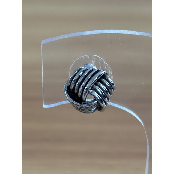 Silver-Tone Knot Design Stud Earrings For Women - Picture 4 of 4